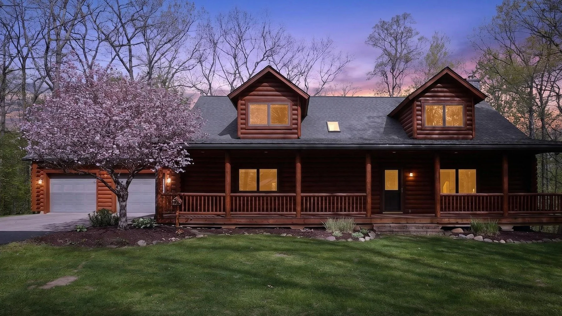 Private Riverfront Log Estate on 7.5 Wooded Acres with Executive Privacy